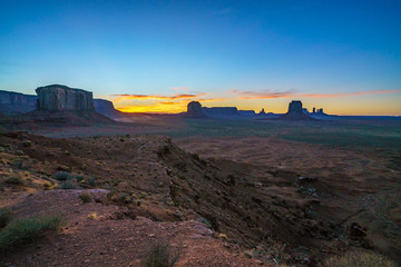 sunset at artists point in monument valley, usa