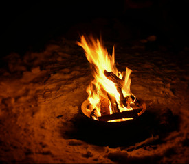 fire in fireplace