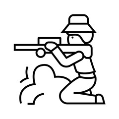 Weapon shooter line icon, concept sign, outline vector illustration, linear symbol.