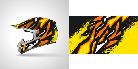 Racing helmet wrap decal and vinyl sticker design illustration.