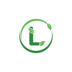 Initial L Letter with Leaf Logo Design Vector