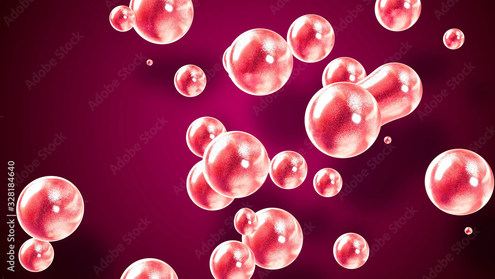 Poster amasing abstract background of metaballs or glisten bubbles as if glass drops or spheres filled with