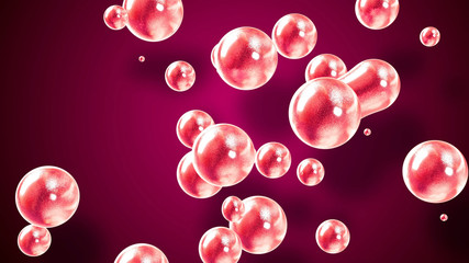 amasing abstract background of metaballs or glisten bubbles as if glass drops or spheres filled with red sparkles merge together and scatter around. 3d rendering 38