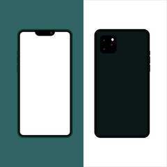 Set of black and white smart concept with blank screen to represent your design program. Mobile phone isolated with camera, vector illustration