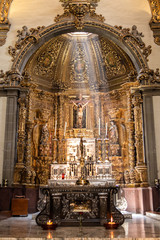 Fototapeta na wymiar Church, dome view with altar and religious images