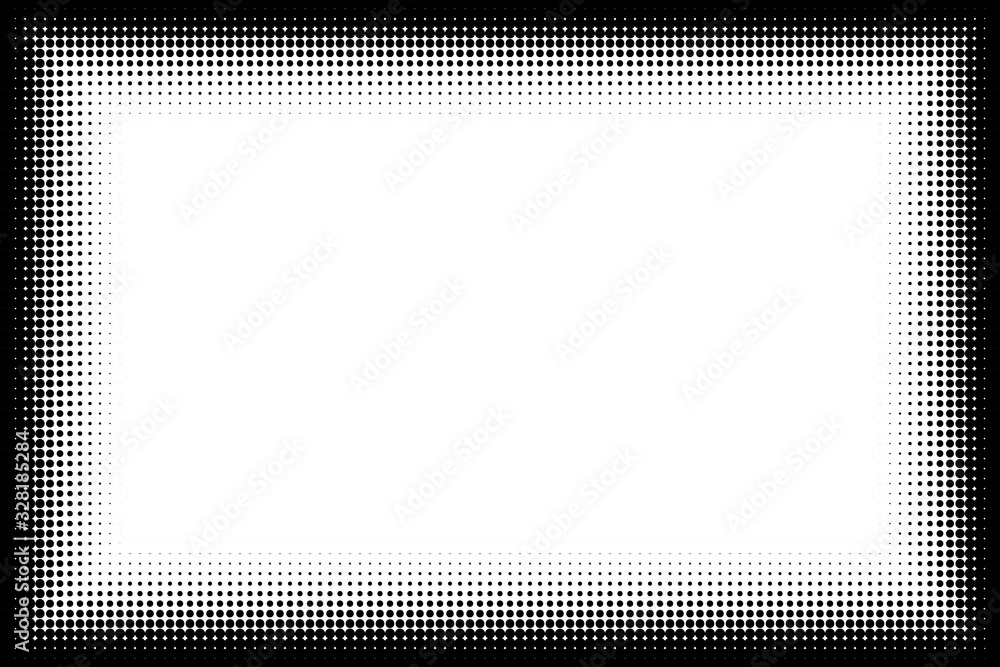 Poster photo frame rectangular halftone. vector frame of points. decorative overlay element. isolated backg
