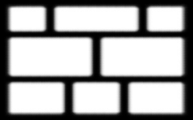 Photo frame monochrome, halftone, comic collage pop art. Vector frame of points. Decorative overlay element. Isolated background.