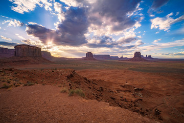 sunset at artists point in monument valley, usa