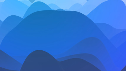 abstract fantastic background, liquid gradient of paint with internal glow forms hills or peaks like landscape in subsurface scattering material, mat color transitions. Blue color