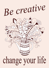 be creative with doodle bouquet in the teapot