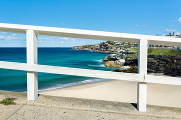 Fototapeta na wymiar Fence at Tamarama Beach, Sydney Australia