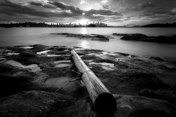 Photo en noir et blanc du port de Sydney, Sydney Australie