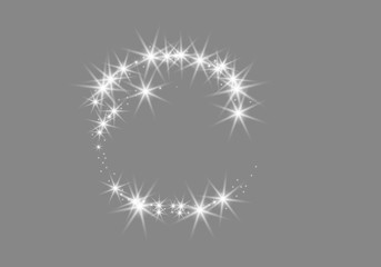 Light star spark, dust in a circle. Bright white sheer of the comet. Vector illustration isolated background.