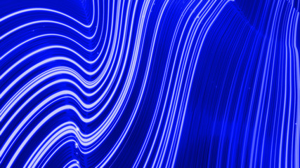 Beautiful abstract background of waves on surface, gradients of blue color, extruded lines as striped fabric surface with folds or waves on liquid. Blue white 7