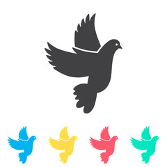 Wedding dove multi color icon set. Simple glyph, flat vector of wedding icons for ui and ux, website or mobile application