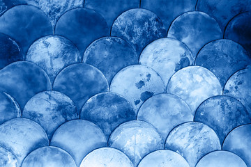 Fish scales japanese pattern. Classic blue color gradient abstract background © kvitkanastroyu