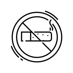 Without smoking line icon, concept sign, outline vector illustration, linear symbol.