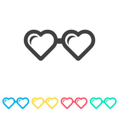 Heart glasses multi color icon set. Simple glyph, flat vector of wedding icons for ui and ux, website or mobile application