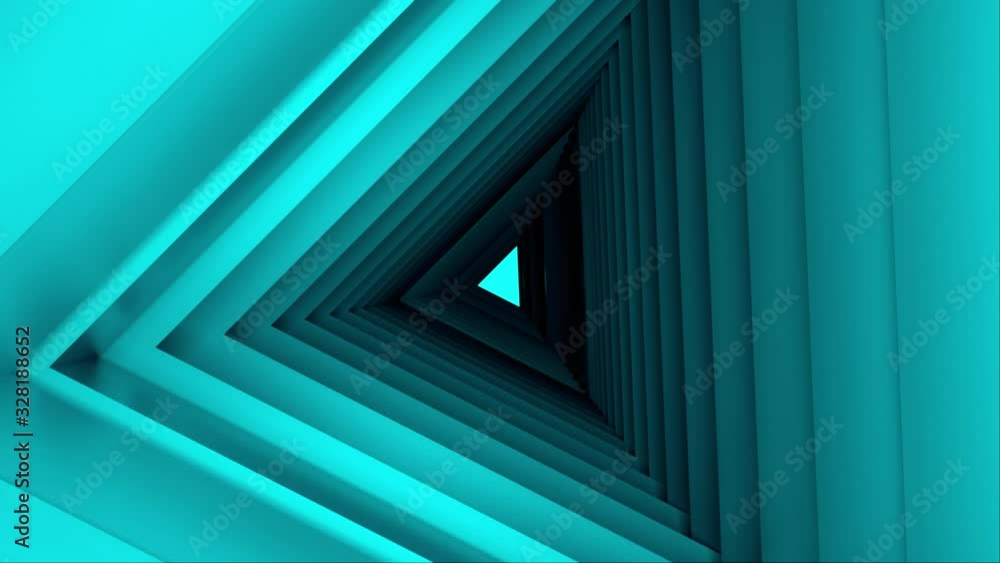Poster computer generated triangle tunnel. space of the future. inside a rotating triangular corridor. 3d r