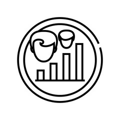 Workers chart line icon, concept sign, outline vector illustration, linear symbol.