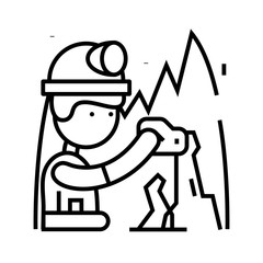 Underground worker line icon, concept sign, outline vector illustration, linear symbol.
