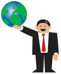 Fototapeta na wymiar Business man holding the Earth in right hand