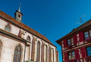 Fototapeta premium Ribeauville Medieval Church on the Alsace Wine Road