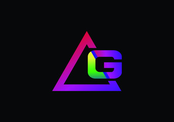 Typographic alphabet G in a triangle with vibrant colors