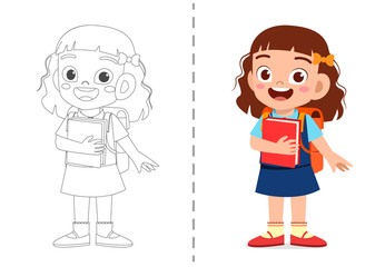 cute cartoon coloring book template for kids