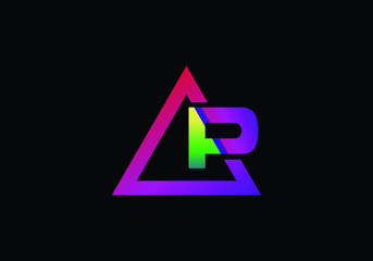 Typographic alphabet P in a triangle with vibrant colors