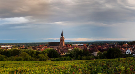 Rainbow after the rain over the lovely villages of Alsace