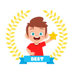 happy cute little kid boy be a winner