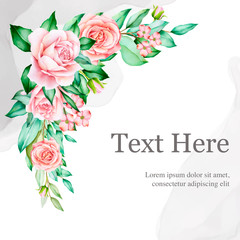 Fototapeta na wymiar beautiful watercolor floral wedding invitation card template