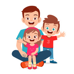 happy cute family mom dad son daughter together