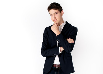 Handsome teenage boy in elegant clothes.