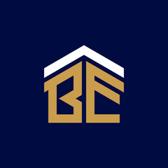 Initial Letters BE House Logo Design