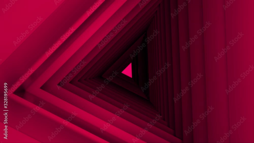 Poster computer generated triangle tunnel. space of the future. inside a rotating triangular corridor. 3d r