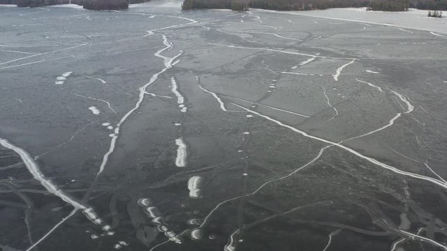 Frozen Lake High Up Drone View In Winter 01