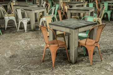 tables and chairs in cafe