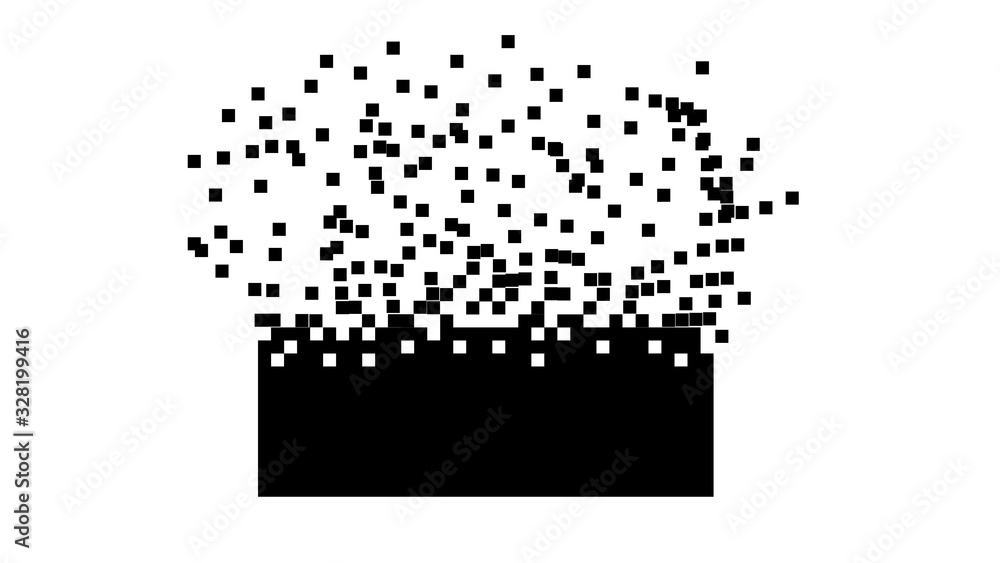 Fototapete pixel explosion. flying small squares. vector design element on an isolated background.