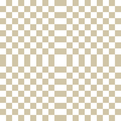 Vector golden checkered geometric seamless pattern with squares, repeat tiles. Abstract gold and white minimal checker texture. Pixel art. Simple modern background. Design for decor, covers, prints