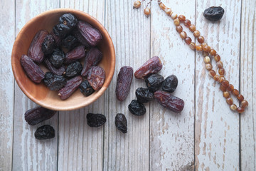 top view of date fruit in a bowl for ramadan 