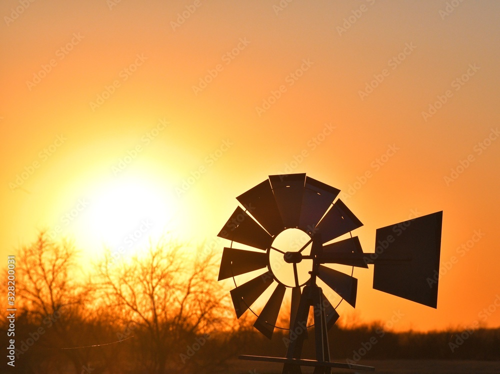 Canvas Prints Windmill Sunset