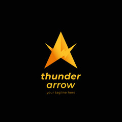 Obraz premium Triangle A arrow thunder logo with bolt power icon symbol energy