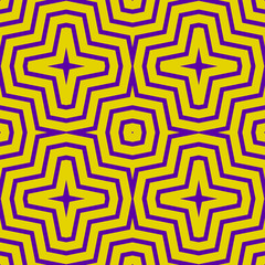 Vector geometric seamless pattern. Simple colorful texture with zig zag lines, stripes, chevron, crosses. Modern abstract geometry. Bright purple and yellow graphic background. Stylish repeat design