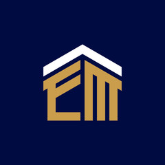 Initial Letters EM House Logo Design