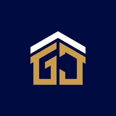 Initial Letters GJ House Logo Design