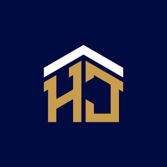 Initial Letters HJ House Logo Design