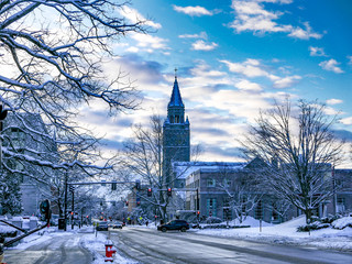 Snow over the city
