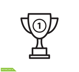 Trophy icon vector logo template flat trendy